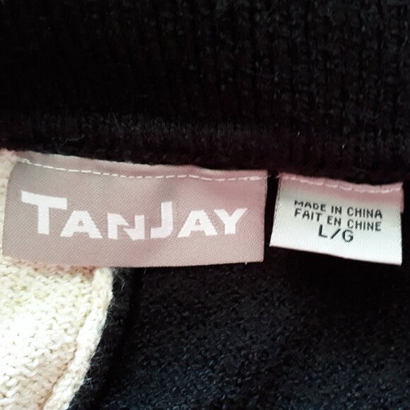 Sweater Coat for the Dog Lover - Sz. L - TanJay - Black /Cream - Picture 11 of 12